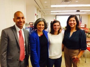 Steven Lopez of NCLR (left) joined CCF-NCLR Hispanic Children's Coverage report co-authors at a press conference.