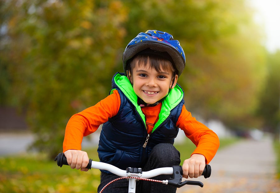 Boy riding a bike